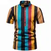 Men Polos Top Brand 2022 Fashion Mens Stand Stand Polo Derts Homme Colorful Stripe Scal