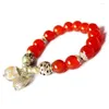 Strand Natural Red Agate Match Namo Amitabha Buddha Bears Bracelet Buddhist Reiki Заживающие струны мужчины женщины очаровывать украшения