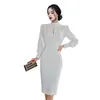 Work Dresses White Office Lady Dress Female Korean Style Spring Women Temperament Slim Waist Backless Laceup Profession Bodycon Party Dress 221006