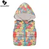 Gilet Autunno Inverno Ragazzi Ragazze Senza maniche Gilet di lana con cappuccio Giacca Cartoon Print Coat Bambini Warm Cashmere Vest Outwear Abbigliamento 2201006