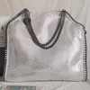 Sac de soirée Falabella Mini Tote Bag maxi fold over totes Stella Mccartney chaîne diamantée or laiton recyclé Deux poignées supérieures Desig de luxe