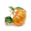 Brooches Bumble Bee Crystal Brooch Pin Colorful & Halloween Pumpkin Alloy Green Leaves Orange Enamel Women's