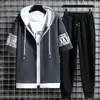 Heren tracksuits heren sets capuchon rits zipper korte mouw tops elastische taille broek mannen kleding tweedelige set Korean streetwear tracksuit heren 221006