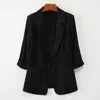 Kurtki plus rozmiar 5xl Blazers 2022 Letnie cienkie kieszenie luźne damskie odzież wierzchnia japońska bawełniana lniana płaszcz podstawowy ke757 y2210