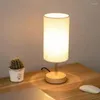 Table Lamps Touch Control Lamp Bedside With USB Port For Bedroom 3 Way Dimmable Nightstand Round Fabric Shade