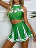 Tracksuits voor dames dames cheerleading uniform podiumshow Dance cheerleader outfit brief printen mouwloze crop top met hoge taille mini rok T220909