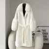 Womens Fur Faux Pudi Women Winter Real Coat Jacket Ins Lady Over Size Wool Blends Parka Trench CT1114 220930