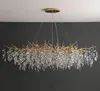 Ljuskronor Golden Crystal Chandelier Rectangular Branches Island Decorative Lighting French Luxury Villa vardagsrumslampor