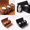 Jewelry Pouches 3 Slots Watch Roll Travel Case Chic Portable Vintage Leather Display Storage Box With Slid In Out Organizers