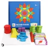 Łamigłówki 155 szt. Drewniane bloki wzorów Ustaw geometryczny kształt puzzle klasyczne edukacyjne zabawki Montessori Tangram dla dzieci 221006