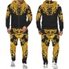 Tracksuits voor heren set 3D printen mode persoonlijkheid creatieve heren ritssluiting pakken met capuchon casual sweatshirt zweetwegen twee sets tracksuits 221006