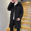 Veste longue à capuche pour hommes, coupe-vent, pardessus mode coréenne, manteaux Streetwear à capuche, grande taille 8XL