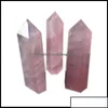 Arts et artisanat Arts et artisanat Cadeaux Maison Jardin Tour de cristal de quartz rose naturel Chakra minéral Baguettes de guérison Reiki Energy Stone Si Dhsm8