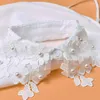 Bow Ties Women Floral Sweater Lapel Fake False Collar Female White Embroidered Lace Half Shirt Tie Detachable Collars Button Blouse Tops