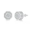 Hip Hop Screwback Oorknopjes Cilindervorm Bling Witte Zirkoon Dangle Oorbellen Vergulde Vintage Geometrische Sieraden