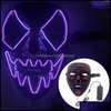 Masques De Fête Masques De Fête Fournitures De Fête Maison Jardin Nouveau Designer Masque Visage Décorations D'Halloween Glow Pvc Matériel Led H Dhfag Drop Dh50Q