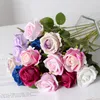 Decorative Flowers Luxury Romantic Rose Artificial Flannel Bouquet Wedding DIY Home Furnishing El Decoration Valentine's Day Gift