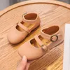 Platte schoenen herfst babymeisjes casual leer kleine prinses zachte bodem niet-slip chaussure vul zwart beige bruin 1-7t