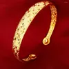 Bangle Classic Style Damesmop geel goud gevulde ster gesneden armband mode sieraden