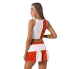 Dames tracksuits dames cheerleader dans outfits schoolmeisjes cheerleading uniform kom je nek mouwloze bijgesneden tanktop met geplooide rok t220909