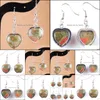 Dangle Chandelier Natural Unakite Jasper Stones Dangle Earrings Love Heart Shape Bead Pendant Drop Earring Wedding Jewelr Mjfashion Dh2Fz