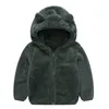 Jackor Autumn and Winter Fleece Wool Coat Childrens Klädpojkflickvävare bedårande björnörar robusta hoodie baby hårig blixtlås 2201006