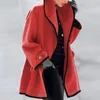 여자 양모 여성 블렌드 비즈니스 코트 여자 패션 패션 긴 소매 오픈 카디건 여성 긴팔 재킷 단색 2022 겨울