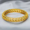 Bangle Megin D Gelbgold plattiert Luxus hohlkreuzblume Vintage Retro Armband Armreifen für Frauen Paar Hochzeitsvergütung Schmuck