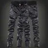 Herrbyxor Nya magra mens lädermotorcykel jeansbyxor G220929