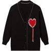 Women's Knits Tees Deeptown Gothic Heart Cardigan Sweater For Women Harajuku Emo Embroidery Black Knitted Jumper Female Vintage Long Sleeve Jackets 221006