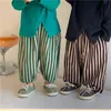 Trousers Spring Kids cotton linen loose bloomers Children fashion vertical stripe trousers 2201006