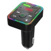 F2 CAR BLUETOOTH FM Sändare MP3 Player USB -laddare med färgglad LED -bakgrundsbelysning Dual USB Fast Charger Car Accessories