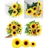 Dekorativa blommor DIY Vacker Sunflower Bouquet Silk Sun Flower Artificial Head For Home Garden Party Wedding Decoration P1