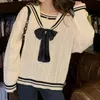 Damestruien Deeptown Koreaanse stijl Sailor kraag wit gebreide trui vrouwen preppy mode oversized lange mouw jumper pullover vrouwelijke tops 221006