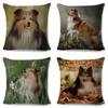 Cuscino Shetland Sheepdog Cute Pet Animal Dog Stampato Federa Decor Cover per divano Home Car Poliestere Custodia 45 45cm