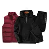 Herrspåriga massor av fast färg Herrkläder set Patchwork Zipper Tracksuit Men Casual Hooded Sweatshirt Hoodiesvestpants 3PC Jogging Suits 221006