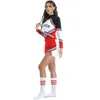 Kvinnors träningsdräkter Kvinnor 4st Schoolgirl Cheerleader sätter rollspel Sexig Come Outfits randig t-shirt med minikjol Bowknot Headwear Stocking T220909