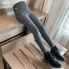 Leggings tights Solid Color Tight Grils Pants Children Winter Thick Warm Trousers Teenage Elastic midja plus Velvet 221006