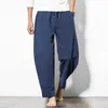 Men's Pants Dropshipping Cotton linen Harem New Chinese Style Casual Men Pure Color Loose Wide Leg trousers 5XL G220929