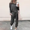 Women's Two Piece Pants Men's Tracksuits Autumn 2 Peice Set Women Fashion Elegant Pants s Female Casual Outfits Jogger Korean Sports Suit Black Cotton 221006