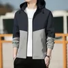 Patchwork Hoodie Windbreaker Jacket Men Fashion Clothing Street Wear Lightweight Hooded Jacket Sports Style Coat With Hood