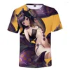 Heren t shirts hololive vtuber ninomae ina'nis 3d geprinte t-shirts preppy mannen/dames straatkleding t-shirt streetwear kawaii kids tees tops