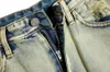 M￤ns jeans Hip Hop n￶dh￥l Frayed Washed Blue Men's Pants Retro dragkedja slits streetwear harajuku smala par denim byxor