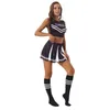 Chándales de mujer Traje de porristas para mujer School Girls Cheer Dance Come Letter Printing Cuello redondo Sin mangas Crop Top con minifalda Calcetines T220909