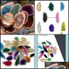 Arts And Crafts Arts And Crafts 40-55Mm Natural Blue Red Green Purple Agate Slice Stone Charms Wind Bell Tablet Diy Sweater Chain Pen Dhgmj