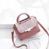 أكياس مسائية ETS ETS Fashion Ladies Sequin Square Bag عالية الجودة PU الجلدية المصممة مصممة على حقائب اليد الفاخرة MINI كتف الكتف