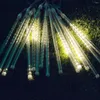 Strings Solar LED Outdoor Lights Tube Meteor Cascading Shower Rain Icicle Raindrop Lighting Garden Holiday Party Decoration