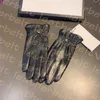 Black Leather Gloves Plush Warm Mittens Women Luxury Sheepskin Gloves Autumn Winter Touch Screen Glove