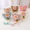 Berets Kind Prinzessin Sommer Nette Blumen Stroh Hut Sonnenschutz Strand Kappe Mit Handtasche Taschen Zwei Stücke Sets Mädchen Blumen hüte