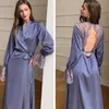 Kvinnors sömnkläder spets lapptäcke mantel klänning med bälte kvinnlig satin lös kimono badrock underkläder ultravat lång sömnkläder sexig perspektiv loungewear t221006